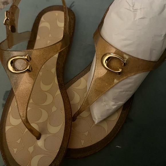 Coach Metallic Gold Women's Sandals - Picture 1 of 4